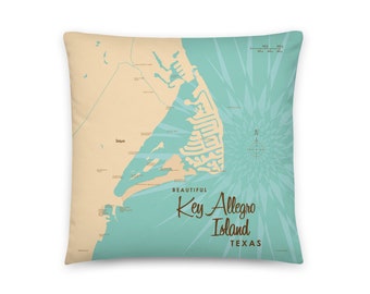 Isla Key Allegro, Texas / Decoración de casas en el lago / Arte de cabaña / Regalos con mapas personalizados / Almohada