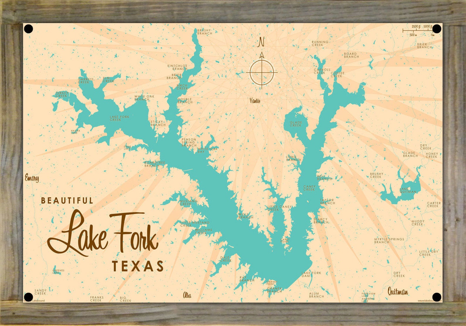 Lake Fork Texas Lake House Décor Cabin Art Custom Map Etsy