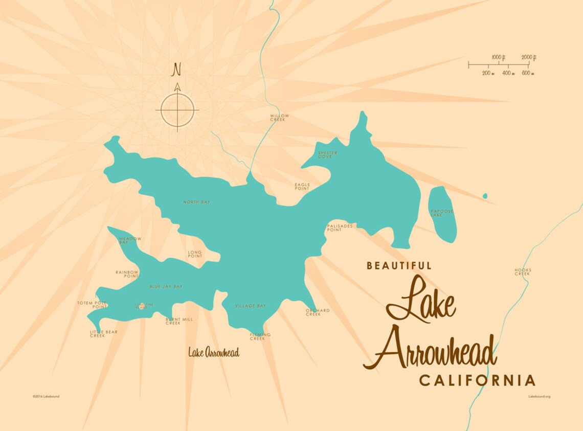 Lake Arrowhead CA Map Art Canvas Print | Etsy