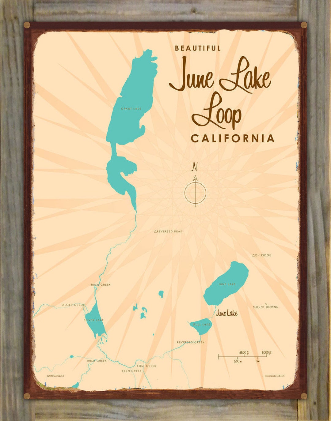 Rustic June Sign June Lake Loop California | Lake House Décor | Cabin Art | Custom Map ...