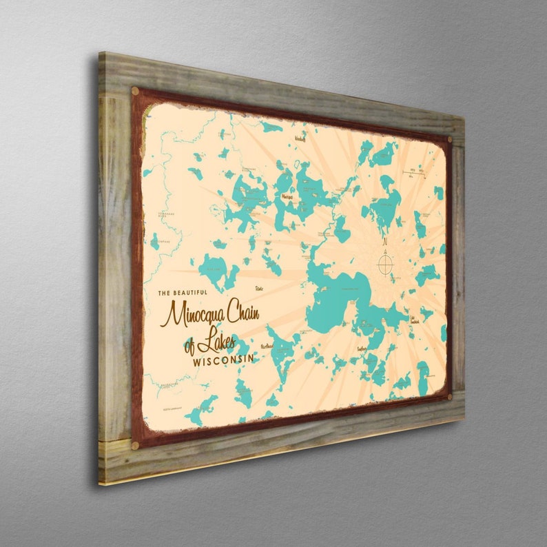 Minocqua Chain of Lakes Wisconsin Woodmounted Rustic Metal Etsy