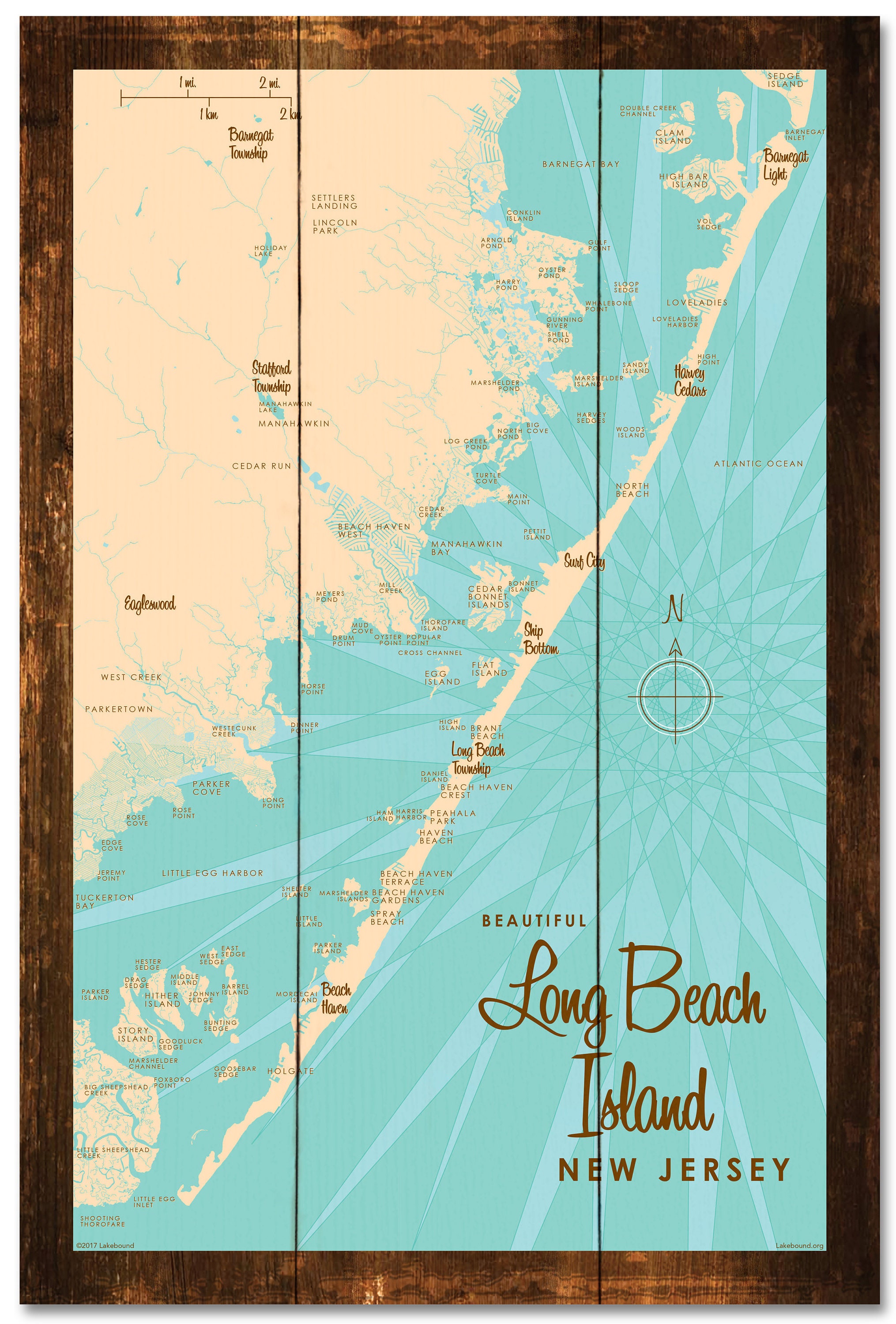 Long Beach Island Map Long Beach Island New Jersey Rustic Wood Sign Map Art | Etsy Canada