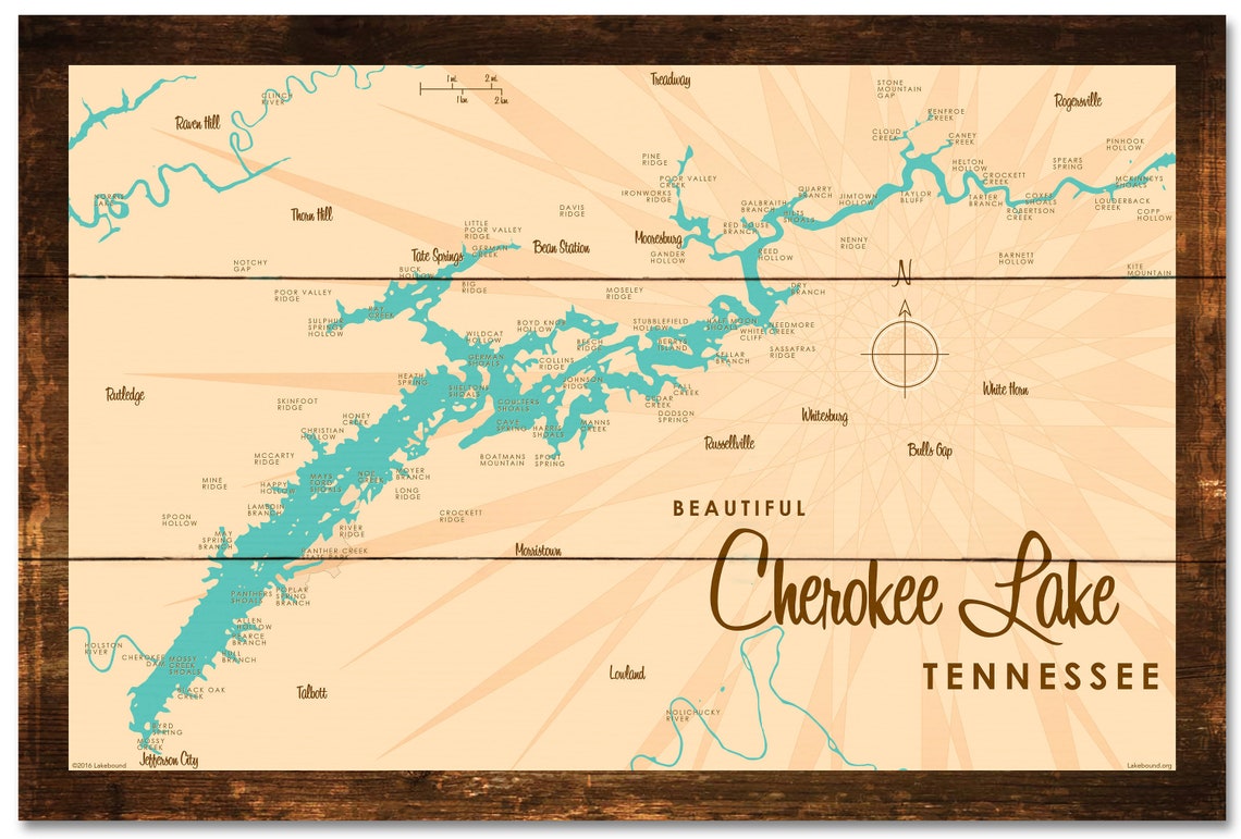 cherokee-lake-tennessee-rustic-wood-sign-map-art-etsy