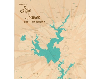 Lago Jocassee, Carolina del Sur / Decoración de casas en el lago / Arte de cabaña / Regalos con mapas personalizados / Manta