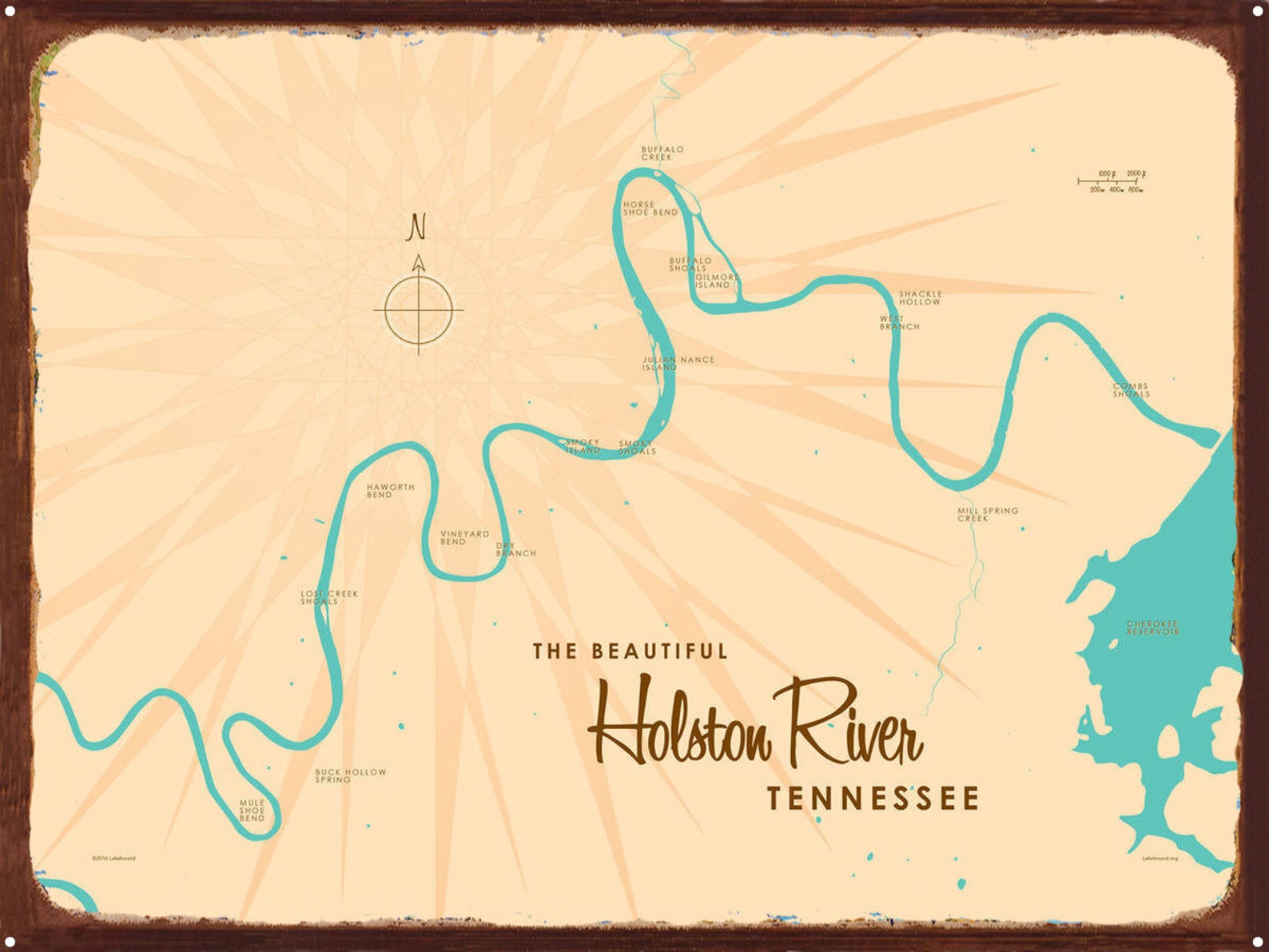 Holston River Tennessee Rustic Metal Sign Map Art | Etsy