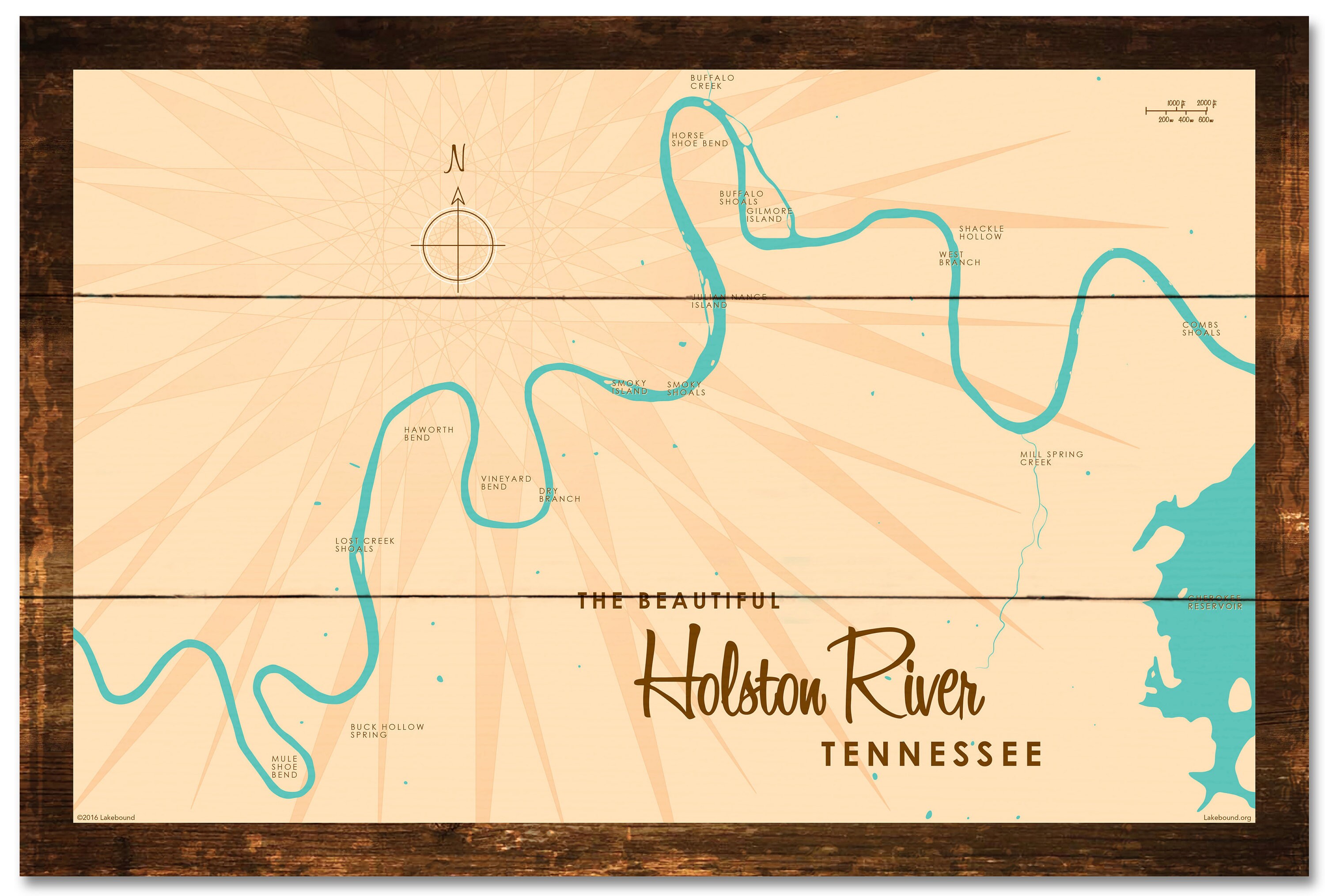 Holston River Tennessee Rustic Wood Sign Map Art Etsy