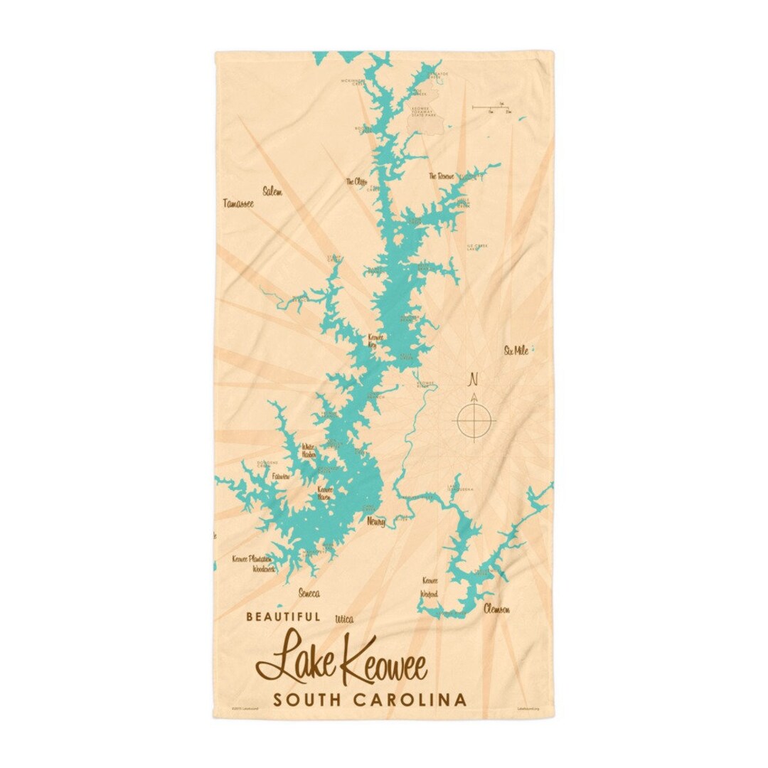 Lake Keowee South Carolina Lake House Décor Cabin Art Custom Map Gifts