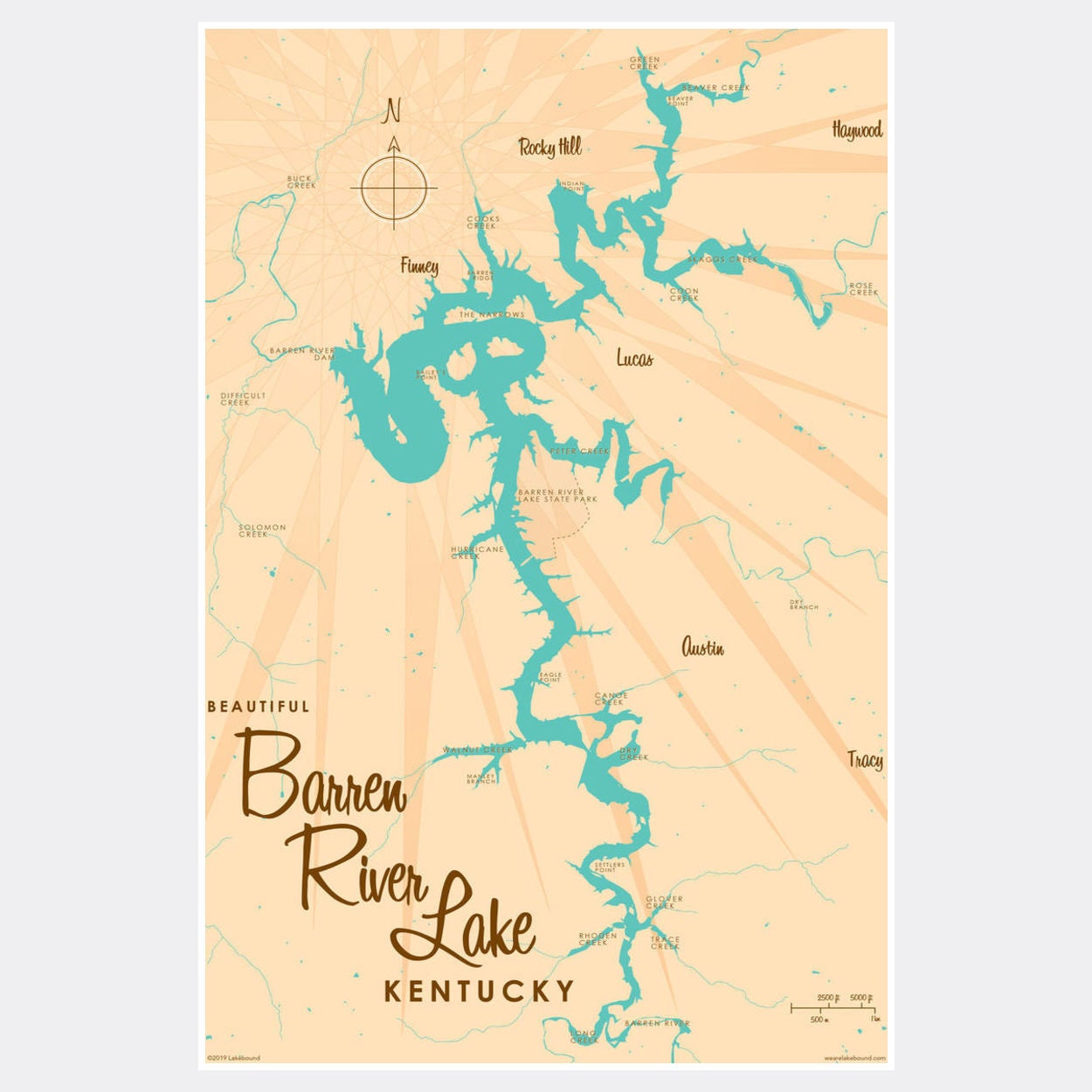 Barren River Lake Map Barren River Lake Kentucky Paper Print Map Art | Etsy Uk