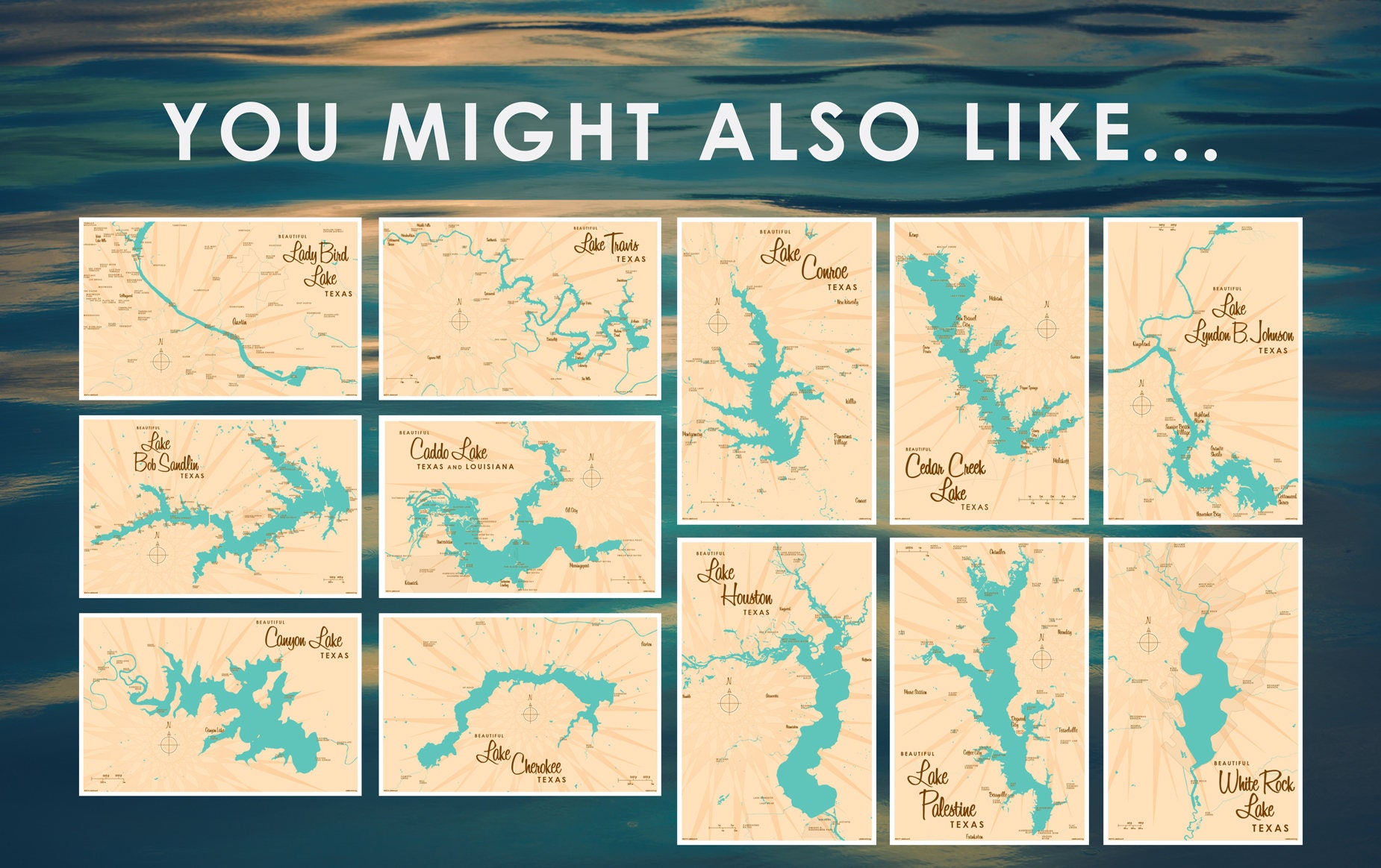 Lake Houston TX Map Art Print Etsy