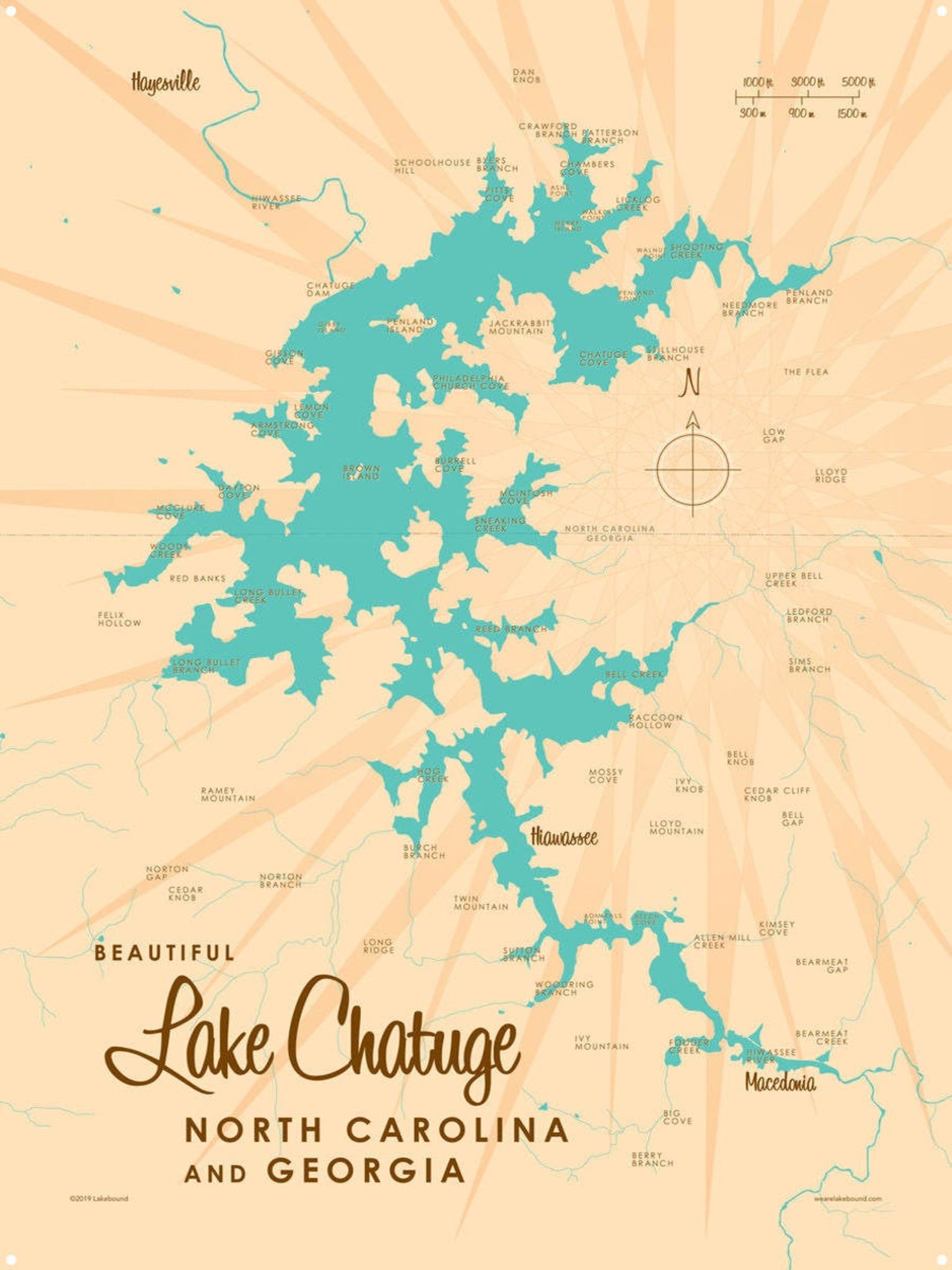 Lake Chatuge NC Lake House Décor Cabin Art Etsy