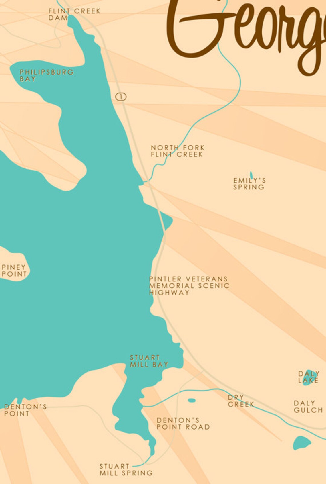 Lake MT Map Art Canvas Print Etsy