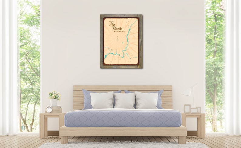 Lake Roosevelt Washington Wood-Mounted Rustic Metal Sign Map Art