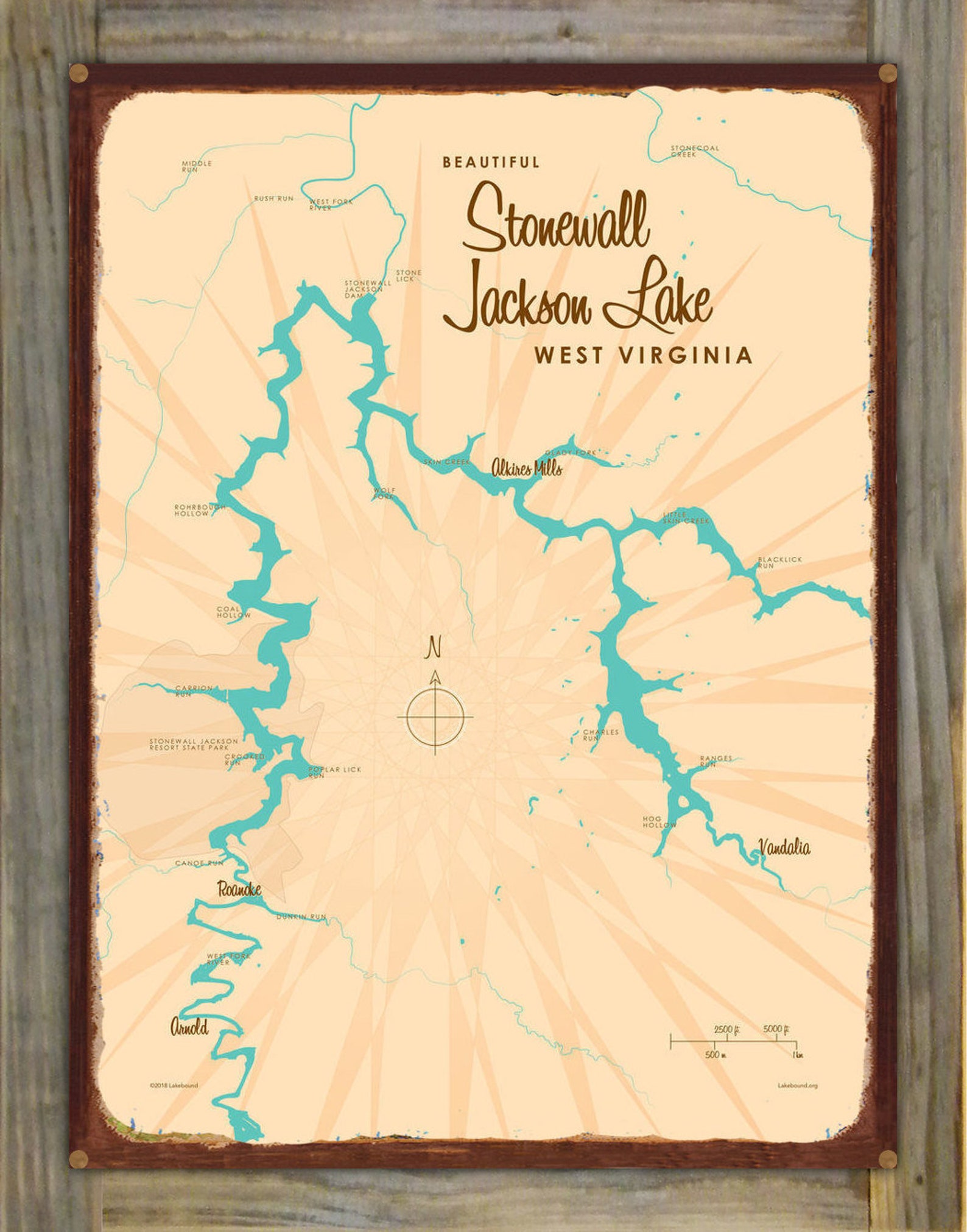 Stonewall Jackson Lake West Virginia WoodMounted Rustic Etsy
