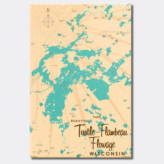 Turtle Flambeau Flowage Wisconsin Canvas Map Art Etsy