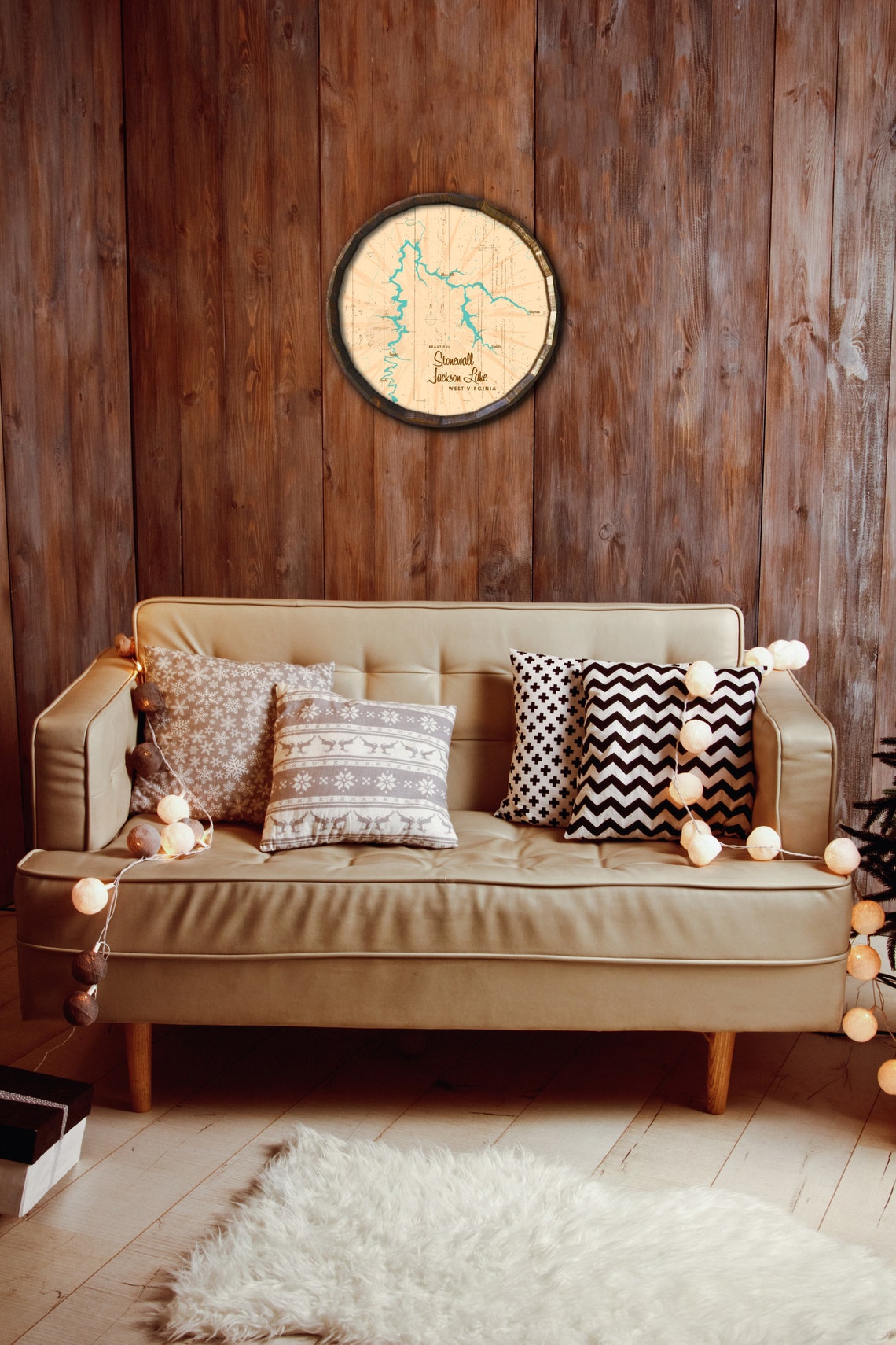 Stonewall Jackson Lake West Virginia Rustic Barrel End Map Etsy