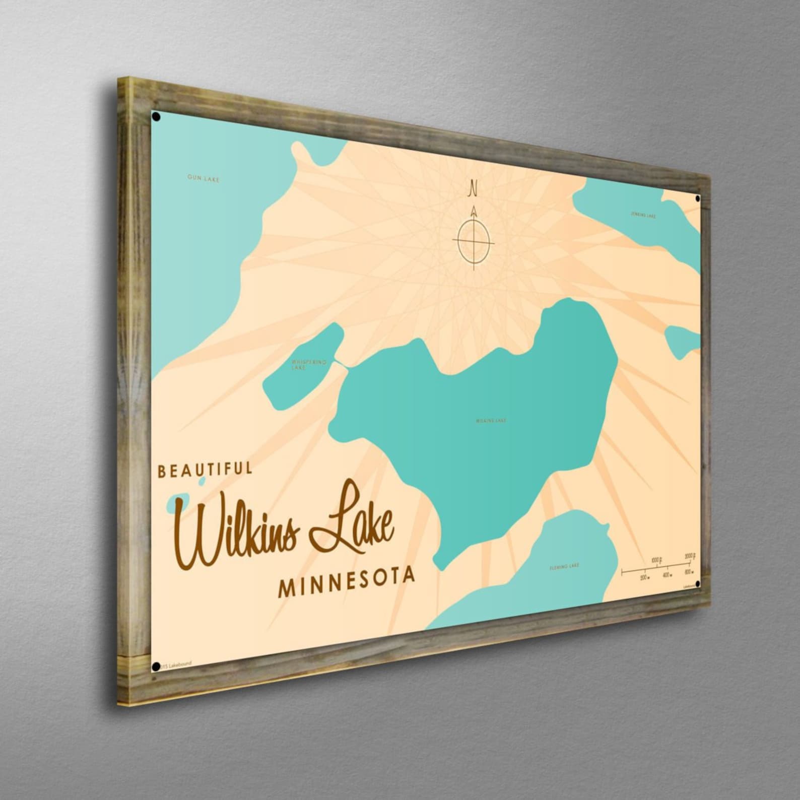 Wilkins Lake Minnesota Woodmounted Metal Sign Map Art Etsy
