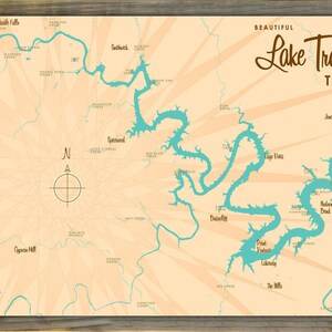 Lake Travis Texas | Lake House Décor | Cabin Art | Custom Map Gifts | Wood-Mounted Metal Sign Map Art