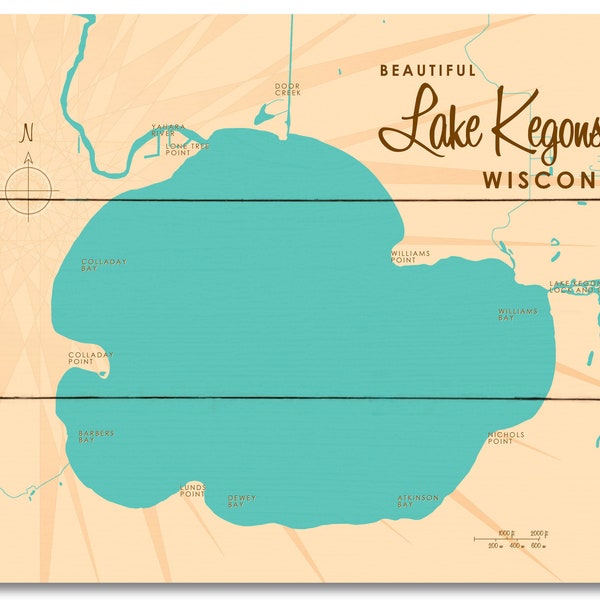 Kegonsa Lake Map Etsy