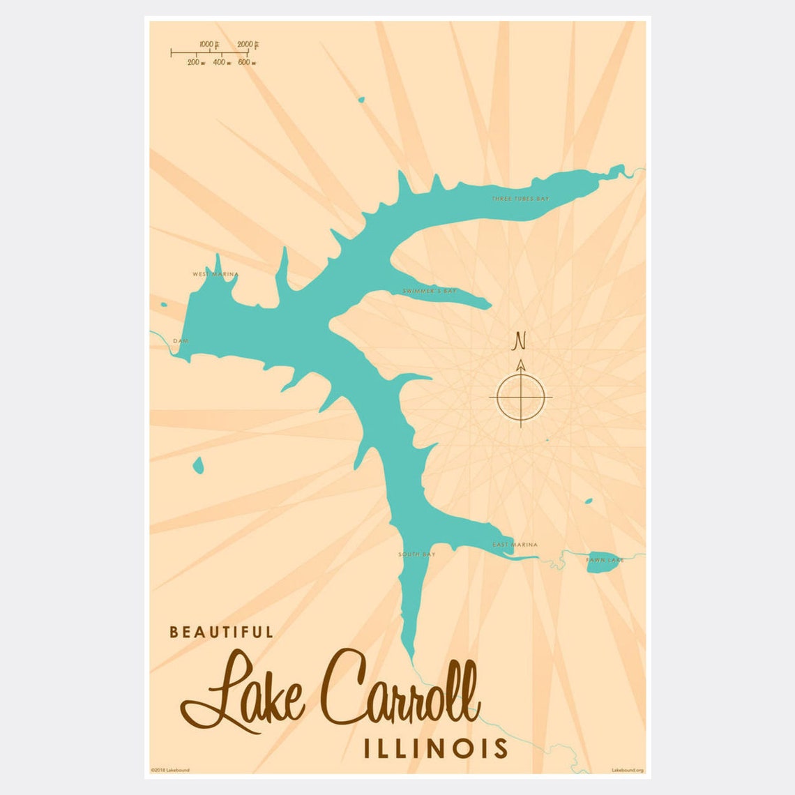 Lake Carroll Illinois Paper Print Map Art - Etsy