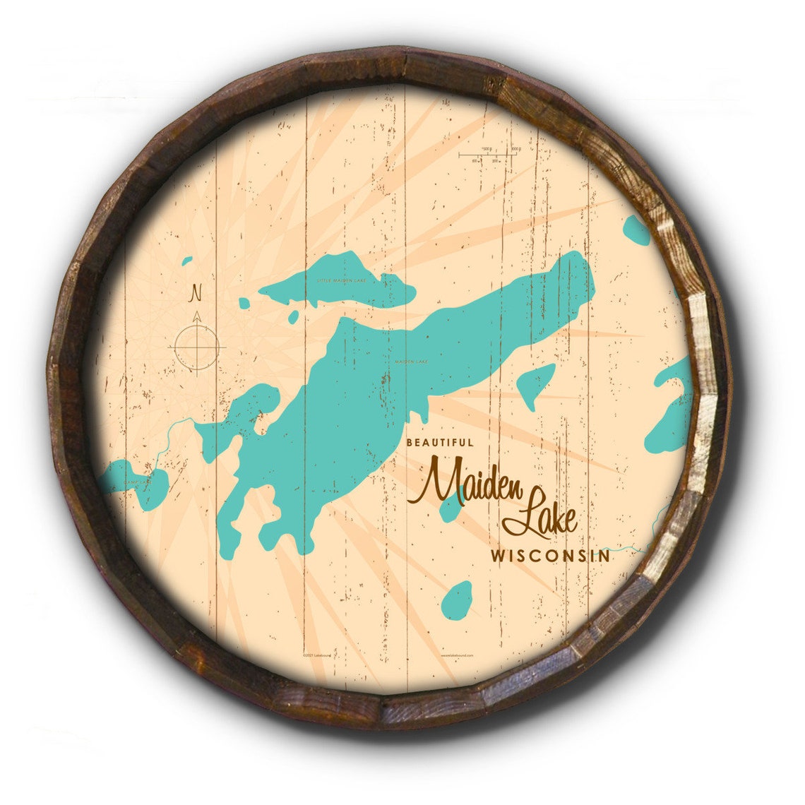 Maiden Lake Wisconsin Rustic Barrel End Map Art Etsy