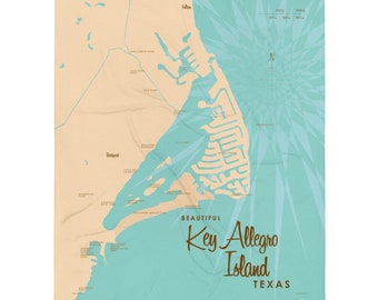Isla Key Allegro, Texas / Decoración de casas en el lago / Arte de cabaña / Regalos con mapas personalizados / Manta