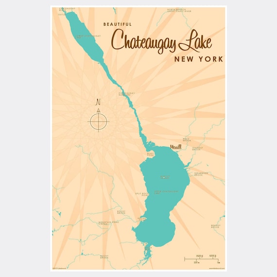 Chateaugay Lake New York Paper Print Map Art Etsy