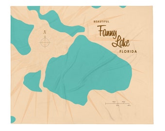 Lago Fanny, Florida / Decoración de casas en el lago / Arte de cabaña / Regalos con mapas personalizados / Manta