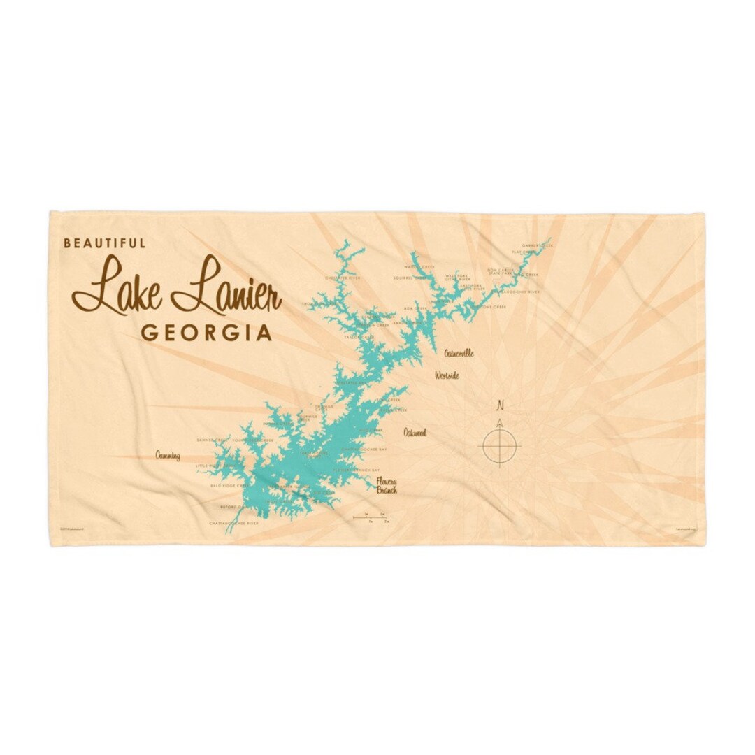 Lake Lanier Georgia | Lake House Décor | Cabin Art | Custom Map Gifts ...