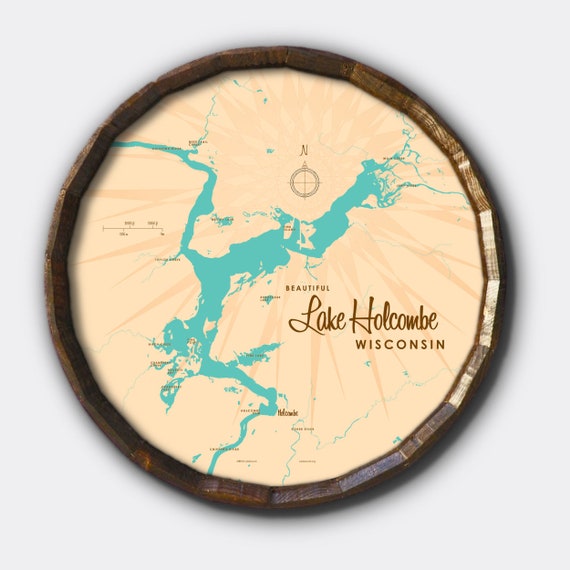 Lake Wisconsin Barrel End Map Art Etsy