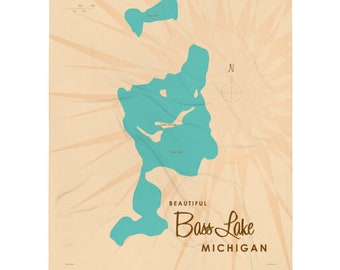 Lago Bass, Michigan / Decoración de casas en el lago / Arte de cabaña / Regalos con mapas personalizados / Manta
