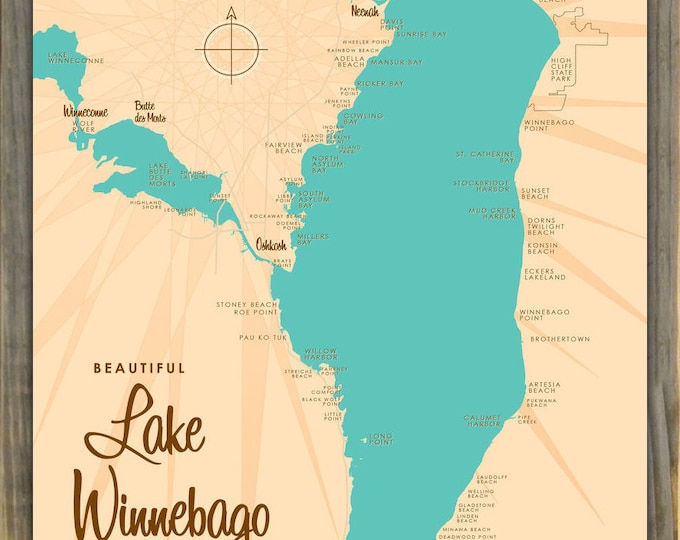 Lake Winnebago System Wisconsin Custom Laser Engraved Lake Etsy