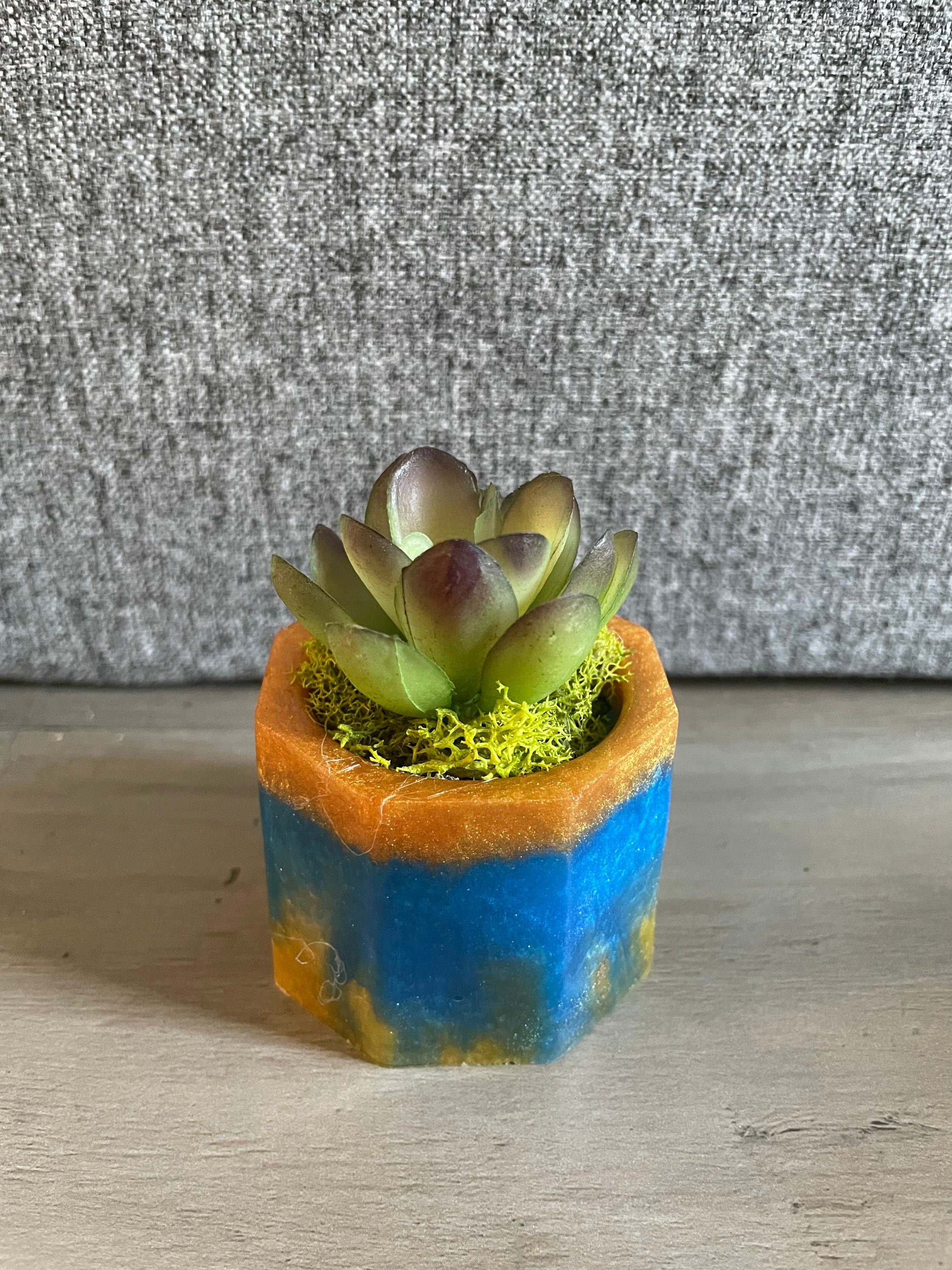 Resin Pot With Succulent artificial Etsy