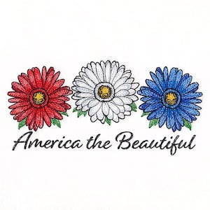 Embroidered Quilt Block - 4th of July Patriotic Quilt Block - America the Beautiful Quilt Block-Cotton or Canvas