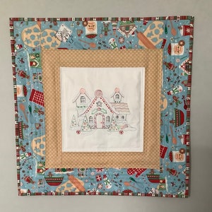 Holiday Embroidered Table Topper, 19.5” Baking Cookies Table Topper, Winter Quilted Table Topper