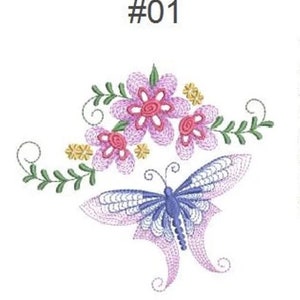 Embroidered Quilt Blocks - Rippled Butterfly Quilt Blocks - Choose your designs and sizes