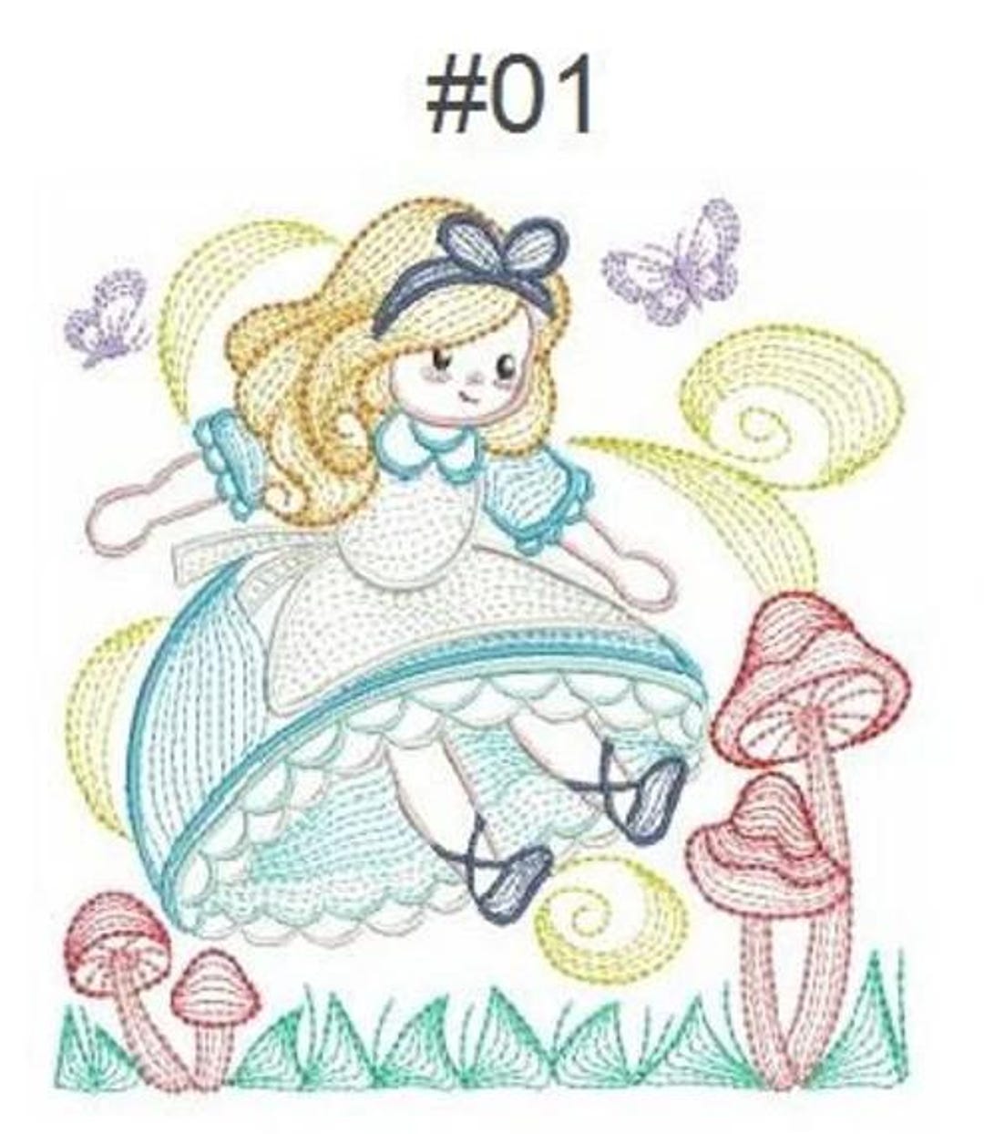 Embroidered Quilt Blocks - Alice in Wonderland Quilt Blocks - Choose ...