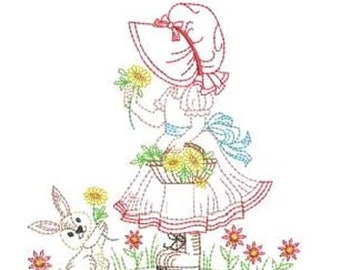 Embroidered Quilt Blocks - Sunbonnet Sue Quilt Blocks - Choose your designs and sizes