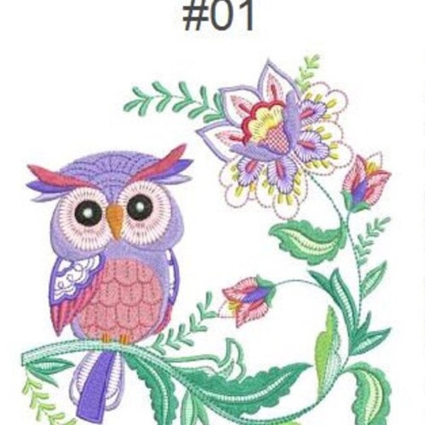 Embroidered Quilt Blocks - Jacobean Owl Time Quilt Blocks - Choose your designs and sizes