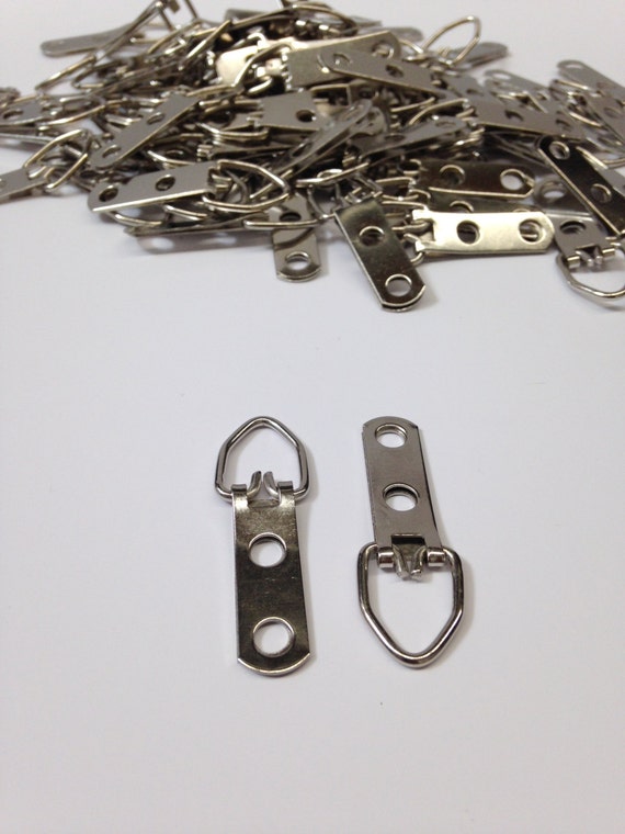100 PICTURE FRAME D RING 2 HOLE FRAMING HANGERS STRAP HANGERS NO SCREWS SAMPLE