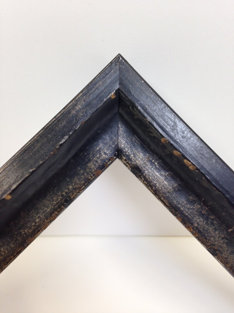 Distressed Wood Picture Frame Black with Dark Gold Etsy