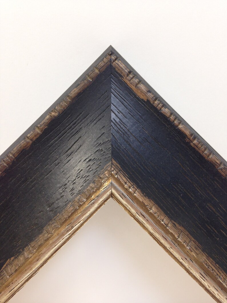 BLACK Rustic Distressed Wood Picture Frame All Wood W/ Silver Etsy