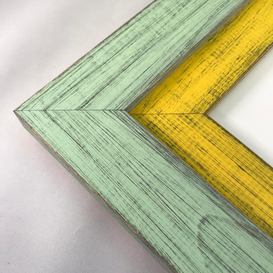 Double Stacked Rustic Picture Frame, 8x10 Wood Picture Frame, W Glass, Only 1 in Stock, Green