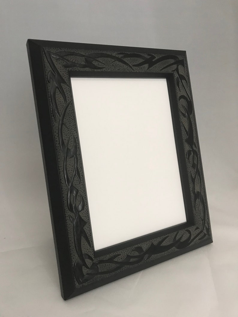 Black Tribal Picture Frame With Velvet Easel Backing 4x6 Etsy