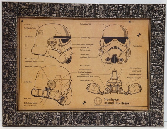 Star Wars Art Poster Print Stormtrooper Helmet Schematics Etsy