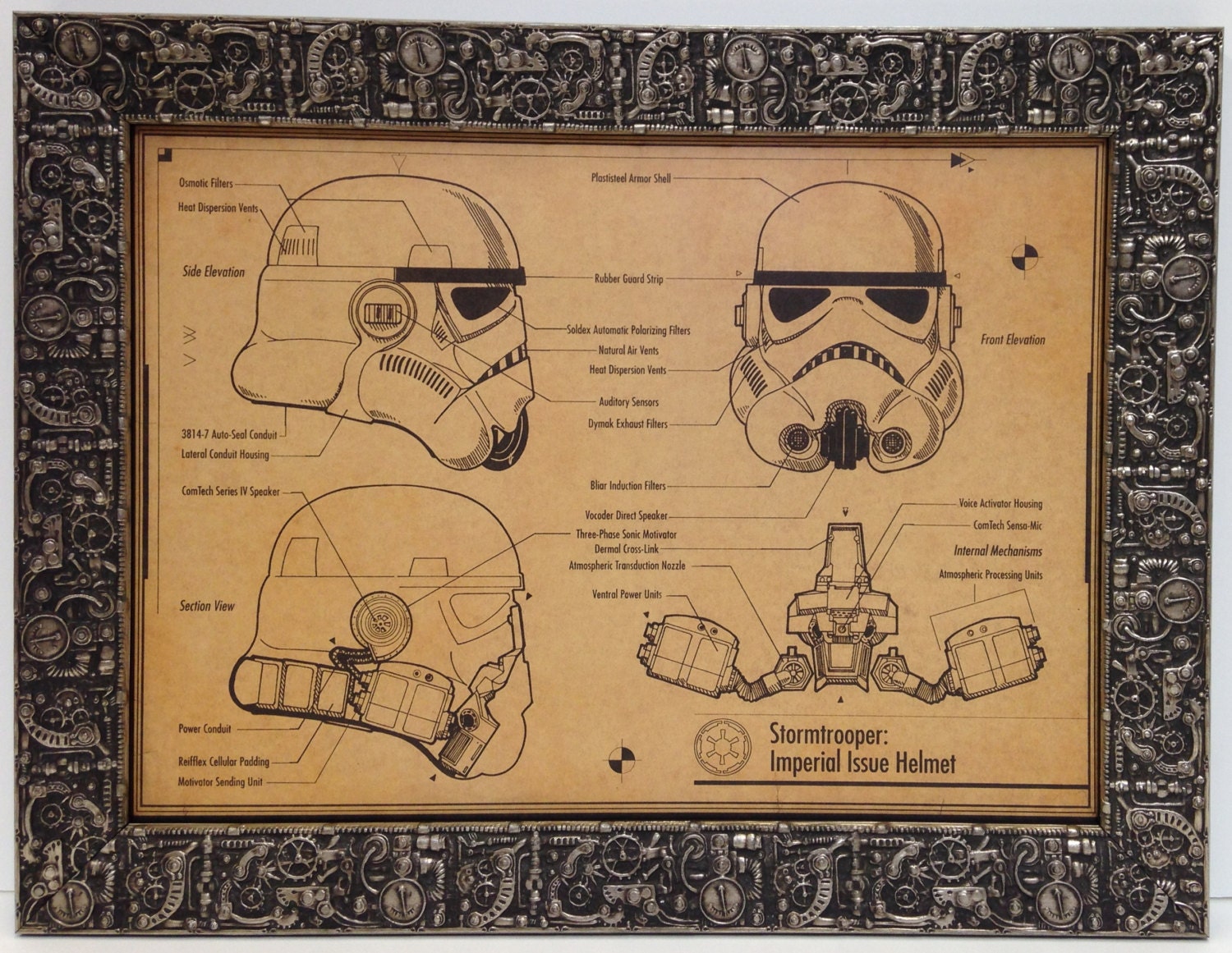 Star Wars Art Poster Print Stormtrooper Helmet Schematics Etsy