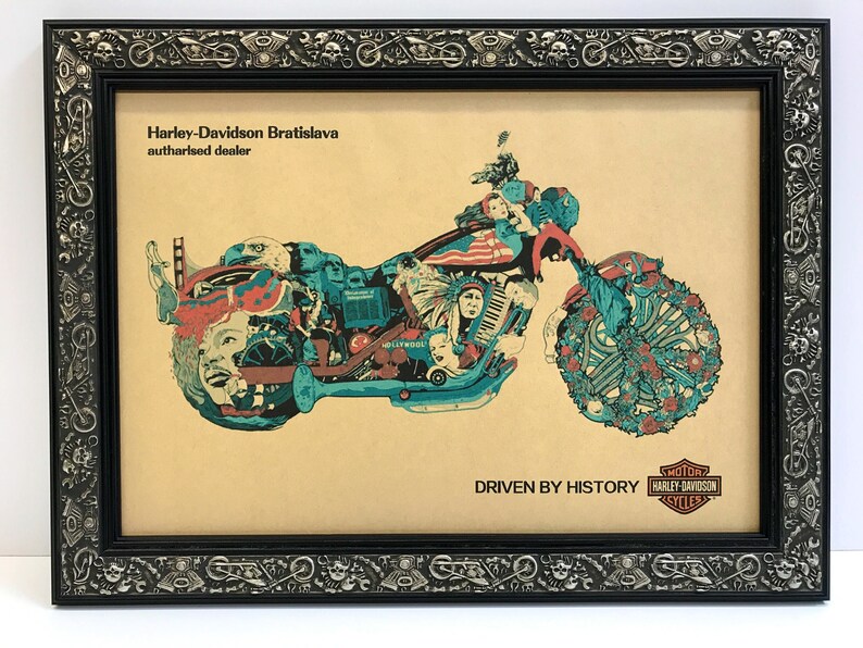 Harley Davidson Motorcycle Art Framed in Motorcycle Picture Etsy