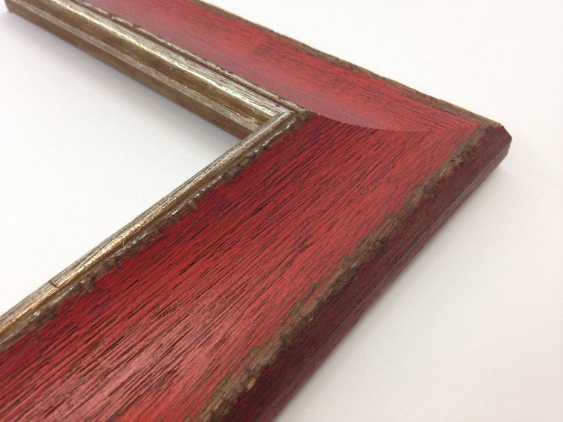 Red Rustic Distressed Wood Picture Frame All W Silver Image 0