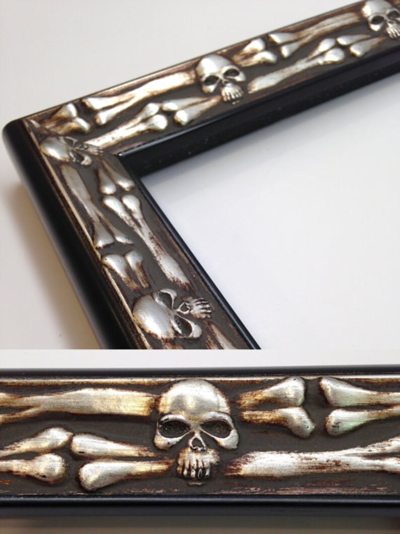 Skull Bones Picture Frame Silver And Black 3x5 4x6 5x7 Image 0
