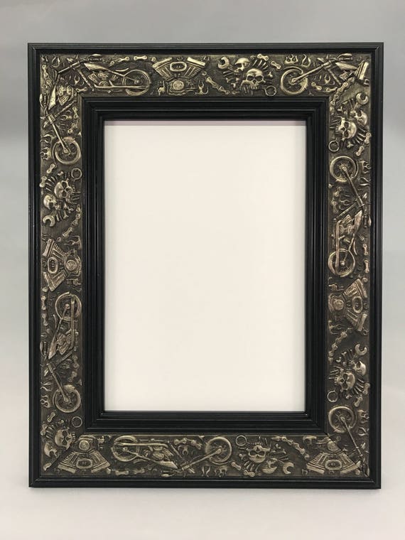 Harley Davidson Motorcycle Picture Frame Silver And Black Image 0