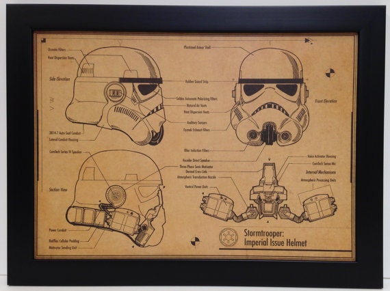 Star Wars Art Poster Print Stormtrooper Helmet Schematics Etsy
